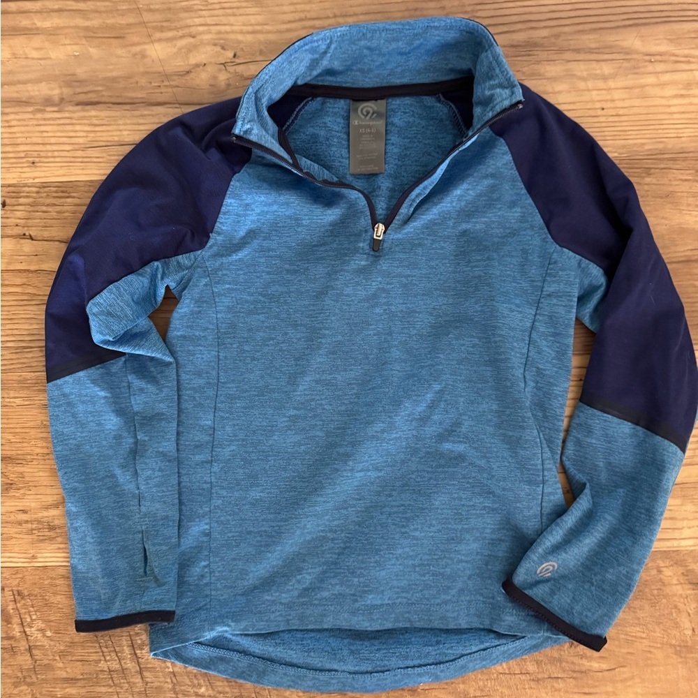 Champion Kids Blue and Navy quarter zip top